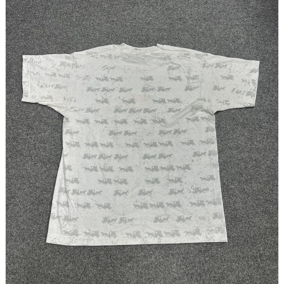 Vintage 90s White AOP Farmland Omish Graphic T-Shirt Single Stitch Size Large - Picture 10 of 10